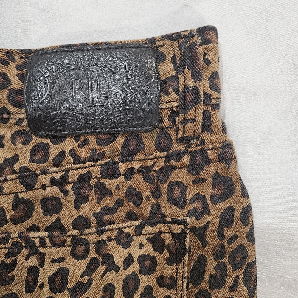 Ralph Lauren / Lauren Jeans Co. Cotton Leopard-Print Skirt — Size 12 - Picture 7 of 10
